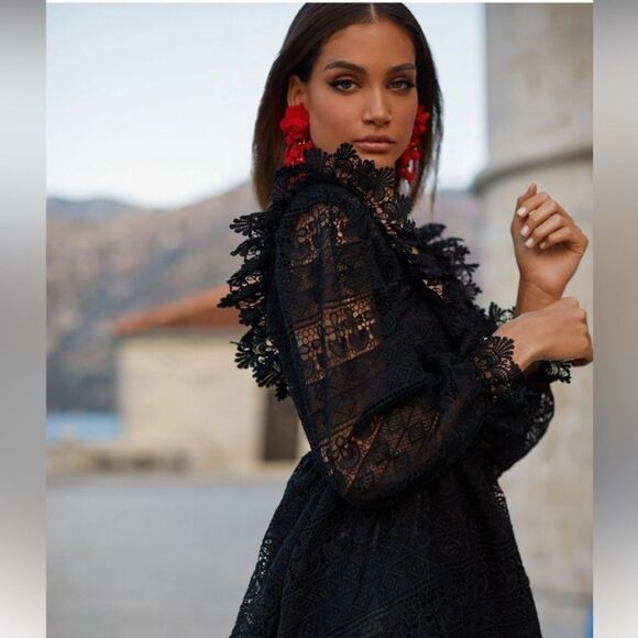 NWT Alamour Sierra Mini Black Dress Lace Size L - Picture 8 of 14